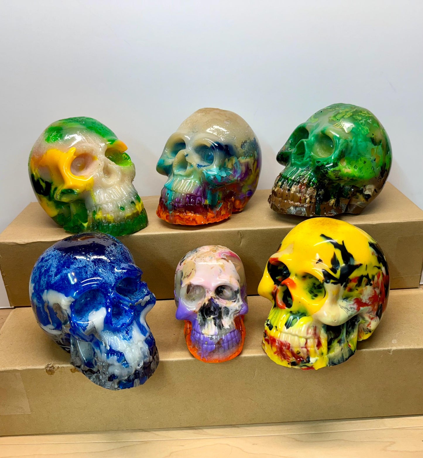 Mystery Candy Coated Skulls - Unique Colorful Skulls made out of Recycled Plastic, no resin