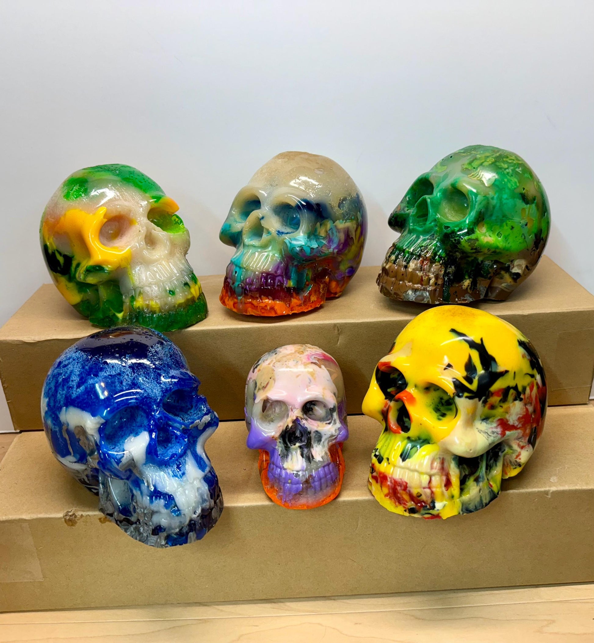 Mystery Candy Coated Skulls - Unique Colorful Skulls made out of Recycled Plastic, no resin