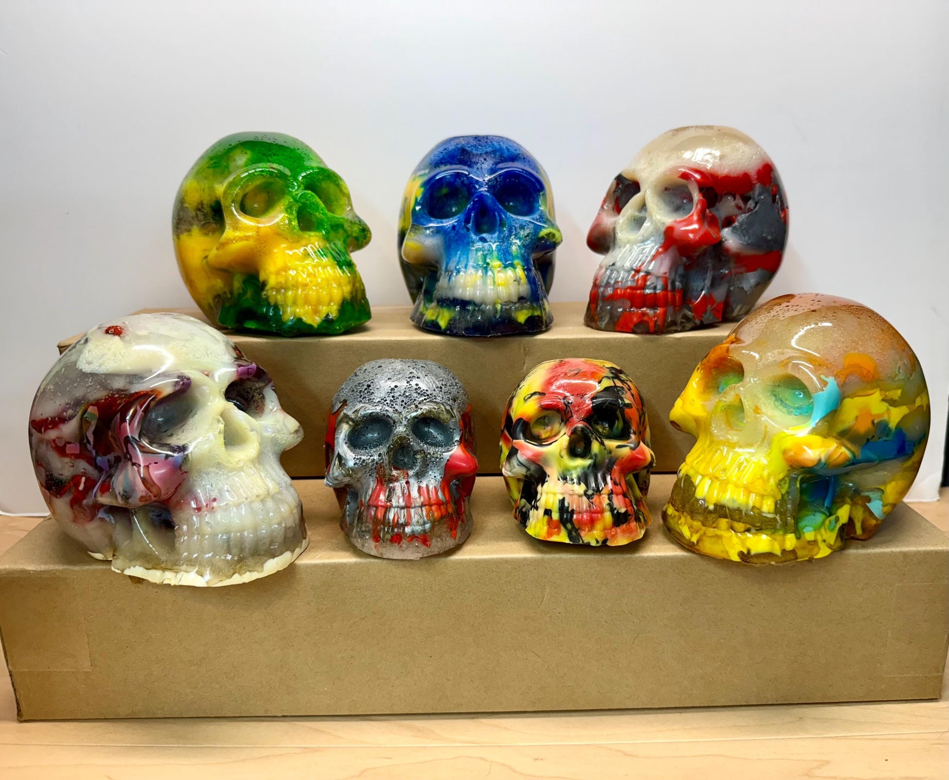 Mystery Candy Coated Skulls - Unique Colorful Skulls made out of Recycled Plastic, no resin